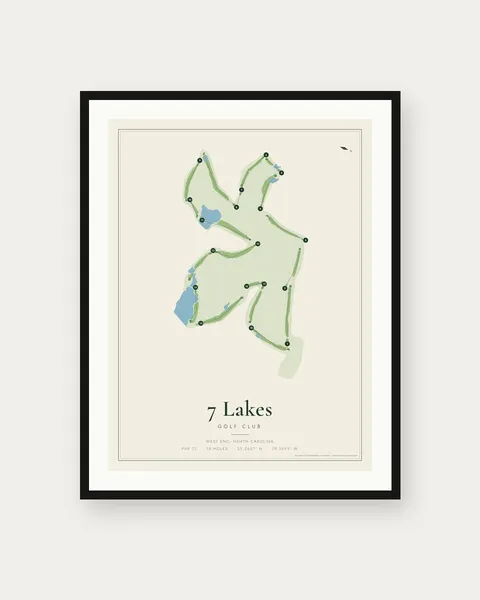 7 Lakes Golf Club golf course map print