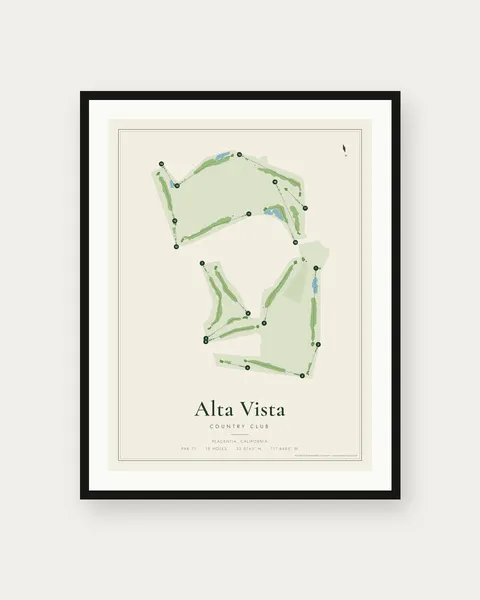 Alta Vista Country Club golf course map print