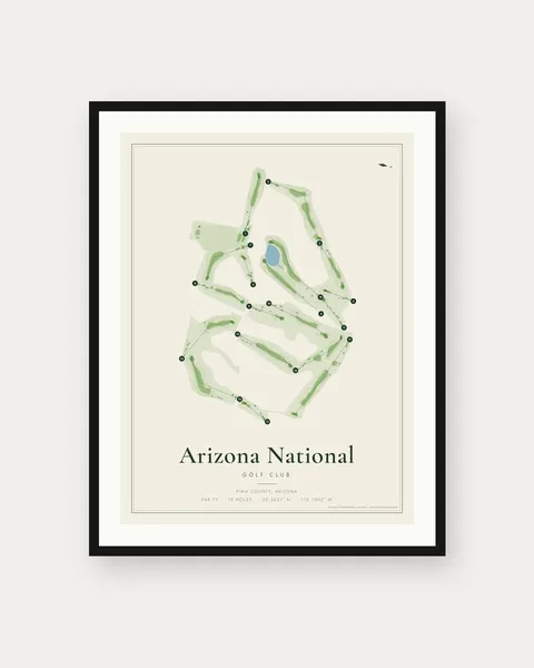 Arizona National Golf Club golf course map print