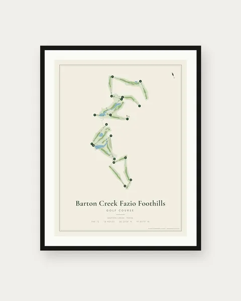 Barton Creek Fazio Foothills golf course map print