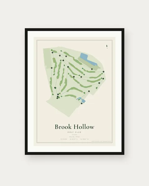 Brook Hollow Golf Club golf course map print