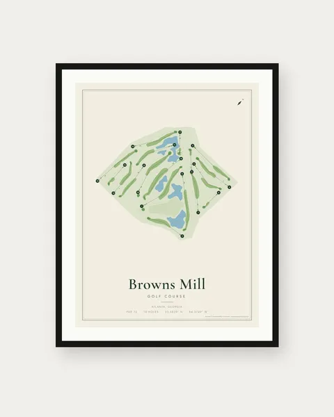 Browns Mill Golf Course golf course map print