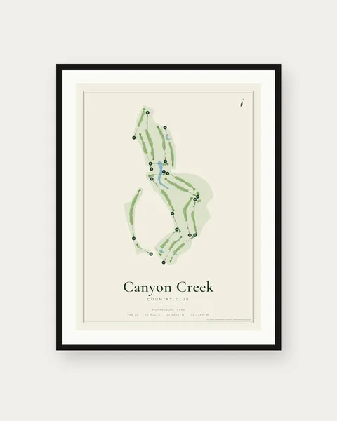Canyon Creek Country Club golf course map print
