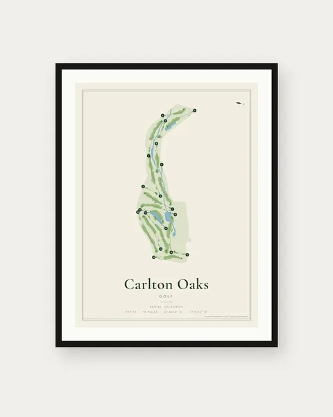 Carlton Oaks Golf golf course map print