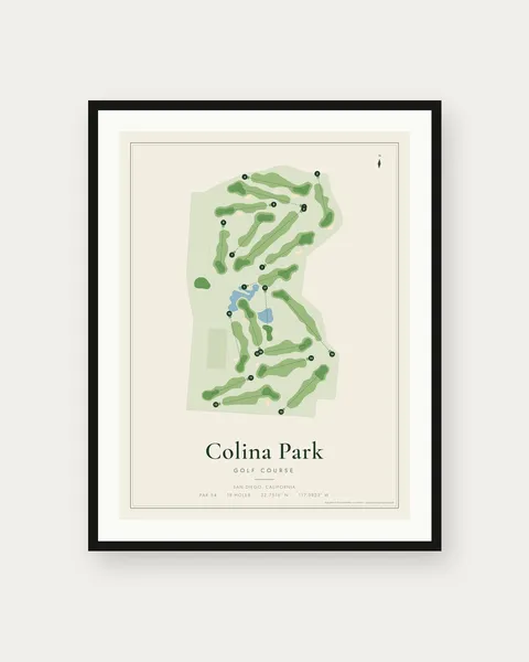 Colina Park Golf Course golf course map print