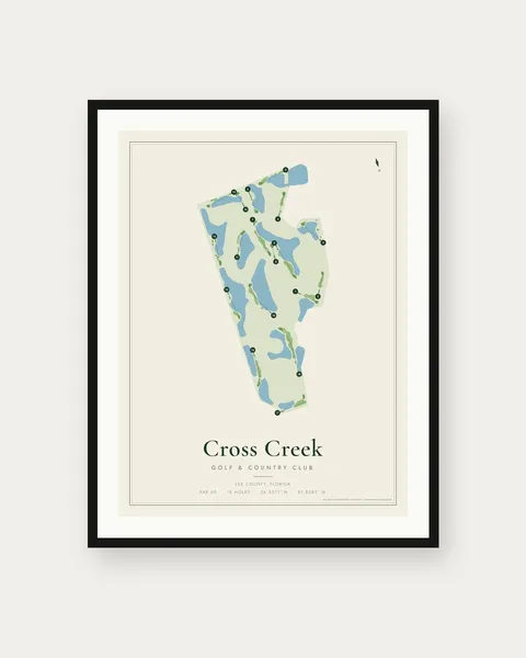 Cross Creek Golf & Country Club golf course map print