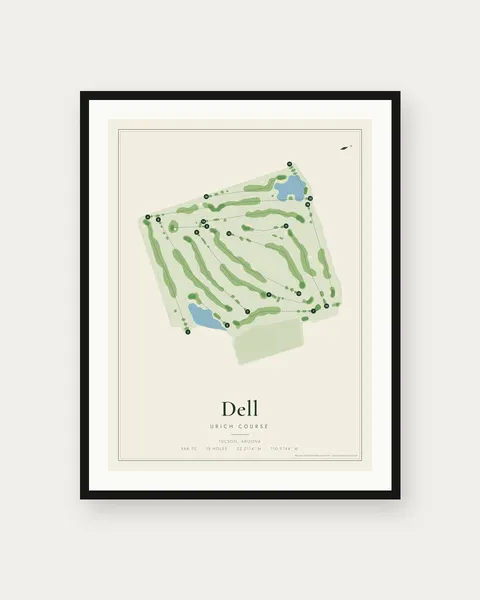 Dell Urich Course golf course map print