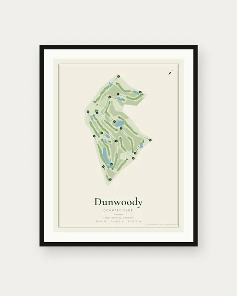 Dunwoody Country Club golf course map print