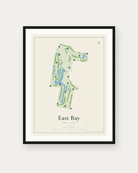 East Bay Golf Club golf course map print