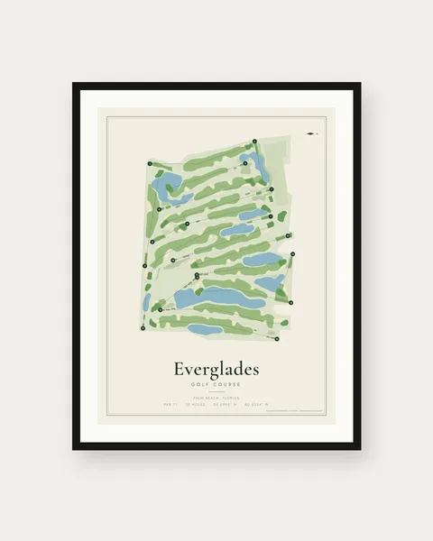 Everglades Golf Course golf course map print