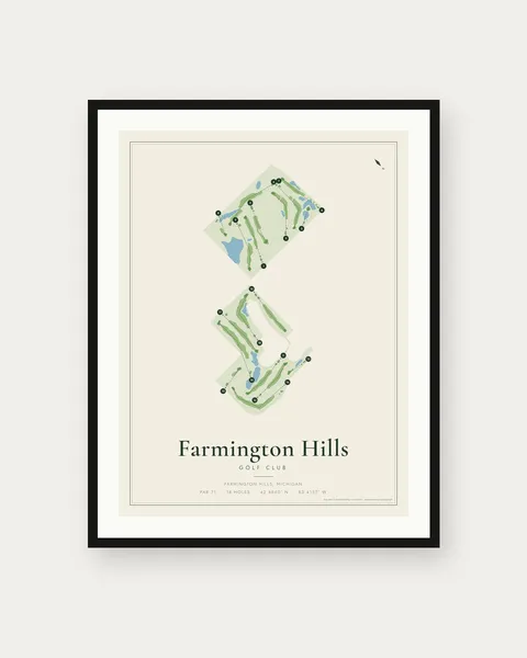 Farmington Hills Golf Club golf course map print