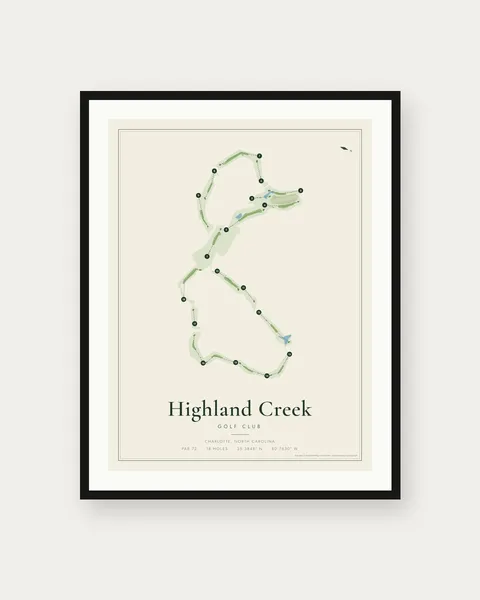 Highland Creek Golf Club golf course map print