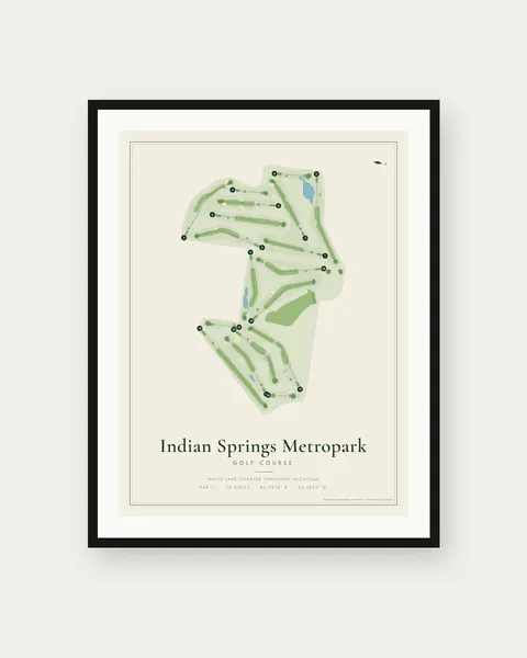 Indian Springs Metropark Golf Course golf course map print