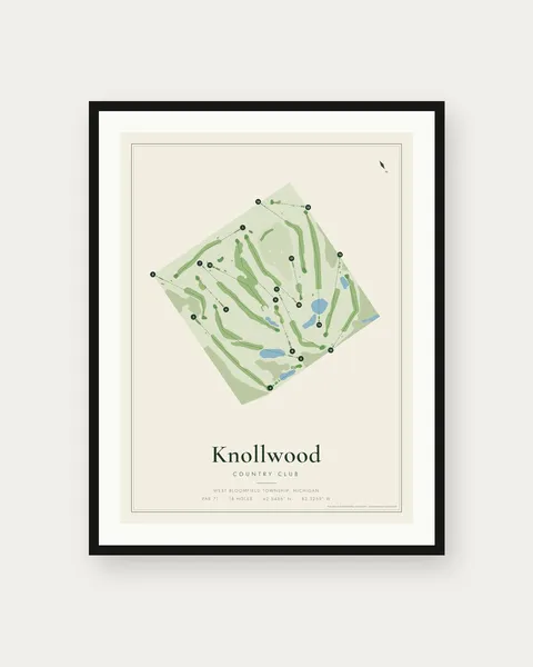Knollwood Country Club golf course map print
