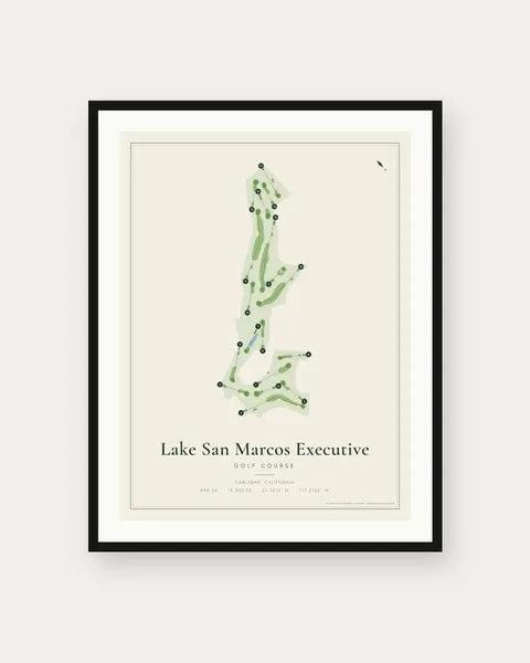 Lake San Marcos Executive Golf Course golf course map print
