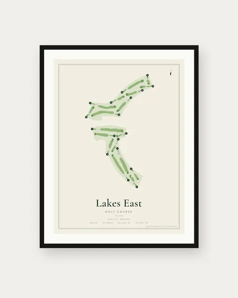 Lakes East Golf Course golf course map print