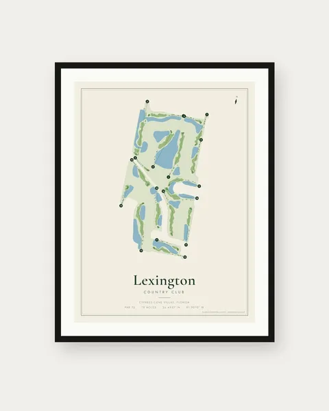 Lexington Country Club golf course map print