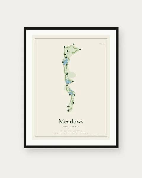 Meadows Golf Course golf course map print