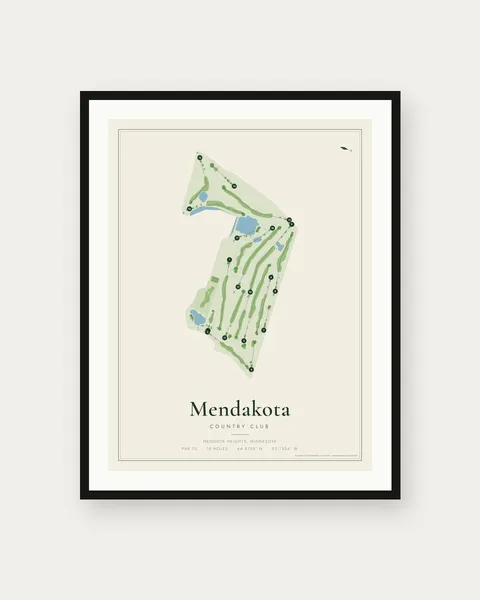 Mendakota Country Club golf course map print