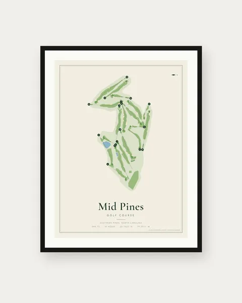 Mid Pines golf course map print