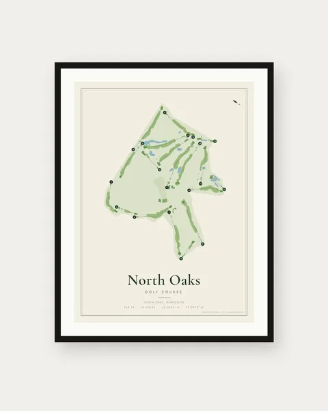 North Oaks Golf Course golf course map print