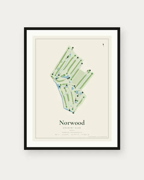Norwood Country Club golf course map print