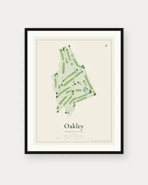 Oakley Country Club golf course map print