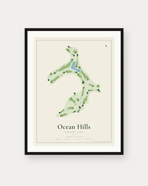 Ocean Hills Country Club golf course map print