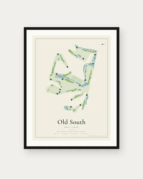 Old South Golf Links golf course map print