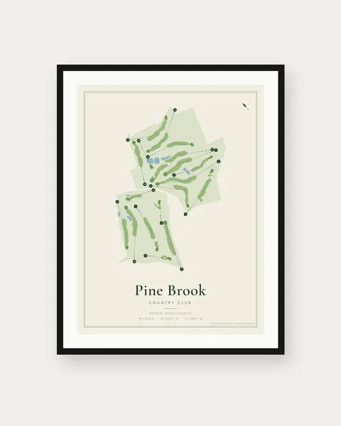 Pine Brook Country Club golf course map print