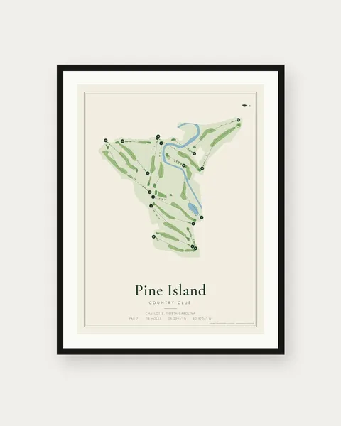 Pine Island Country Club golf course map print