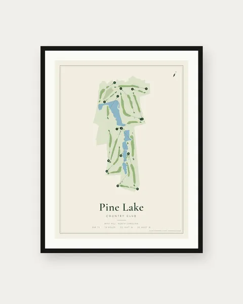 Pine Lake Country Club golf course map print