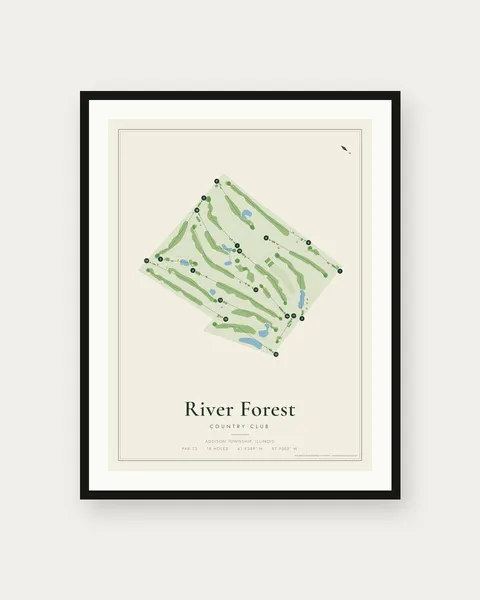 River Forest Country Club golf course map print