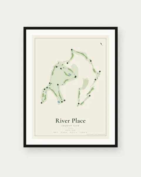 River Place Country Club golf course map print