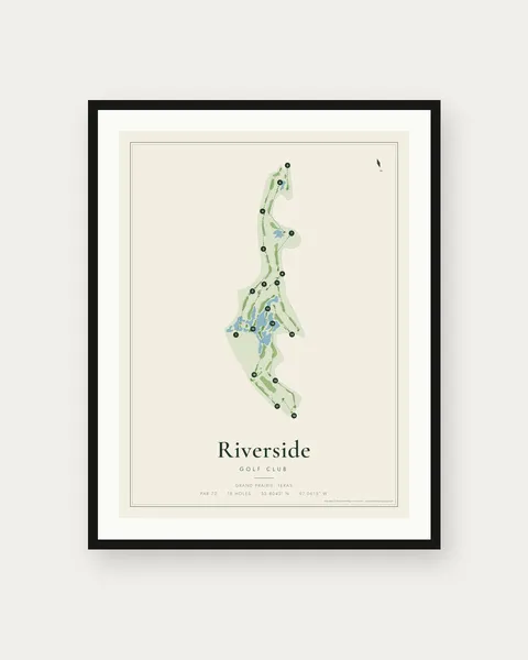 Riverside Golf Club golf course map print