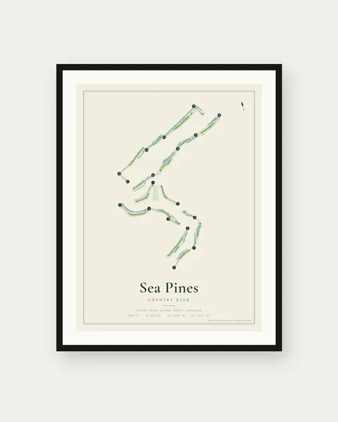 Sea Pines Country Club golf course map print