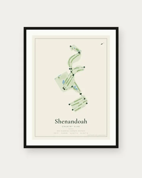 Shenandoah Country Club golf course map print