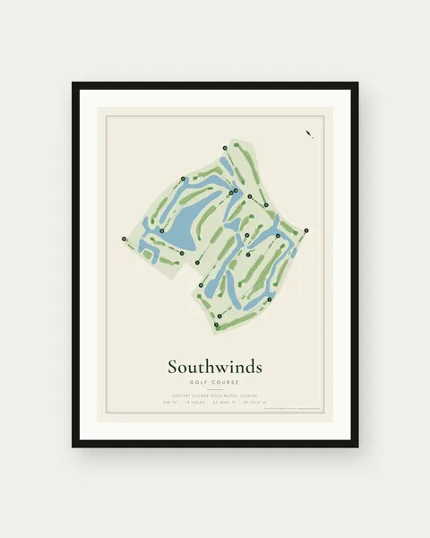 Southwinds Golf Course golf course map print