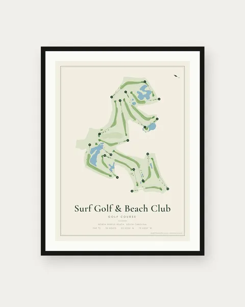 Surf Golf & Beach Club golf course map print