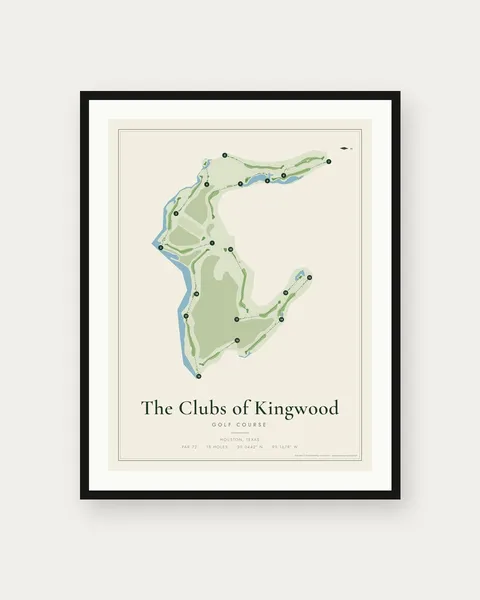 The Clubs of Kingwood - Deerwood golf course map print