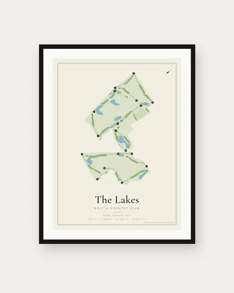 The Lakes Golf & Country Club golf course map print