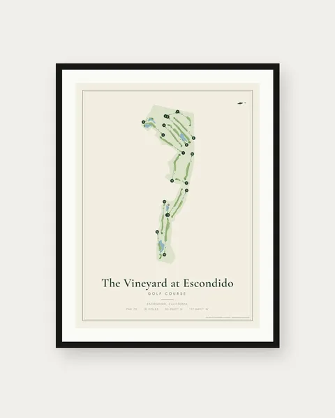 The Vineyard at Escondido Golf Course golf course map print