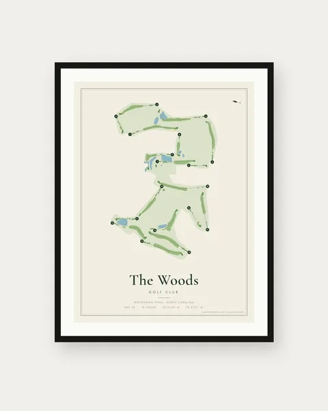The Woods Golf Club golf course map print
