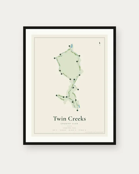 Twin Creeks Country Club golf course map print