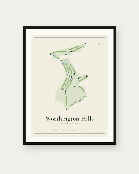Worthington Hills Country Club golf course map print