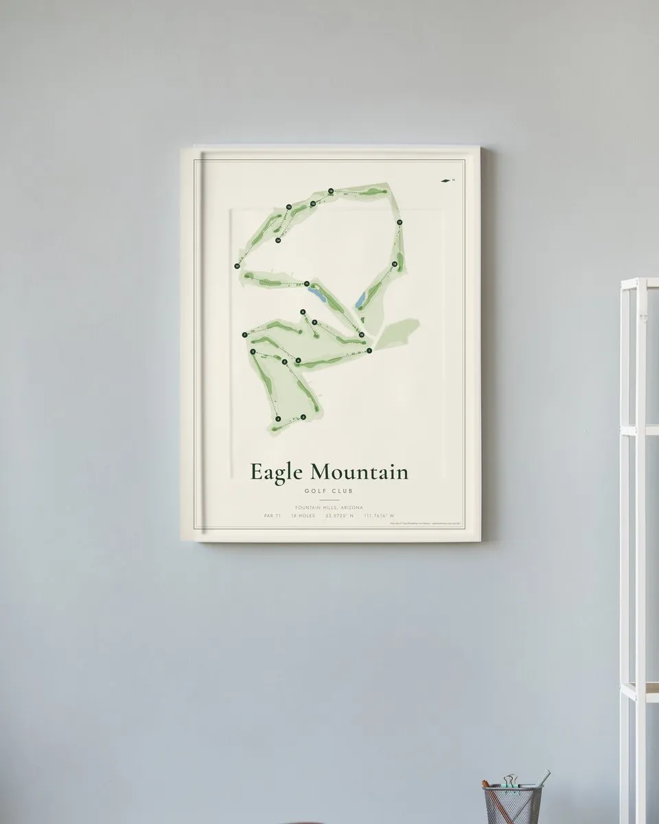 Eagle Mountain Golf Club golf course map print framed on a wall