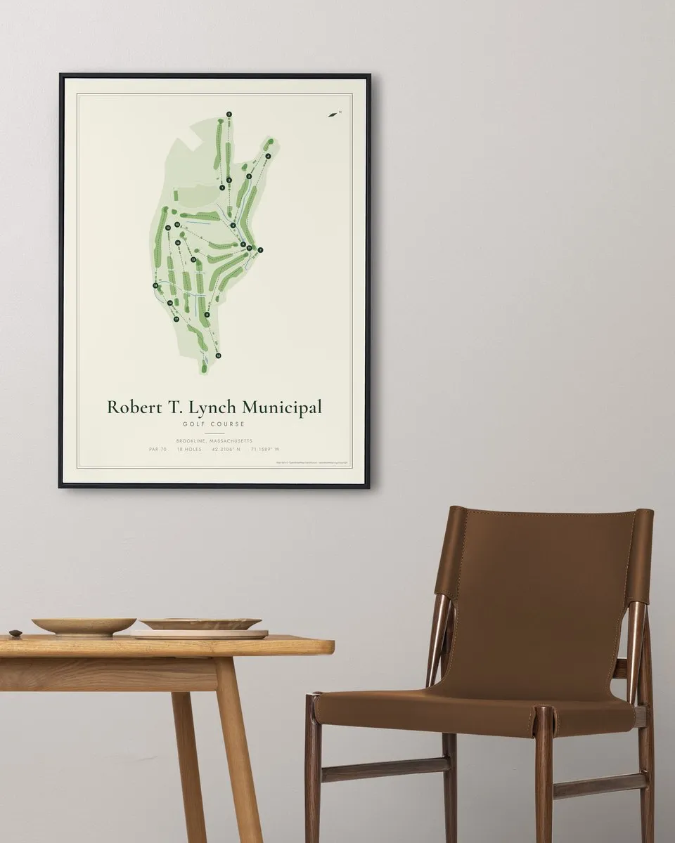 Robert T. Lynch Municipal Golf Course golf course map print framed on a wall