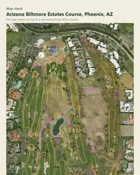 Arizona Biltmore Estates Course map print, map check on an aerial photo