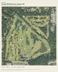 Browns Mill Golf Course map print, map check on an aerial photo