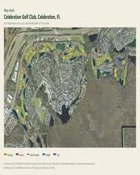 Celebration Golf Club map print, map check on an aerial photo